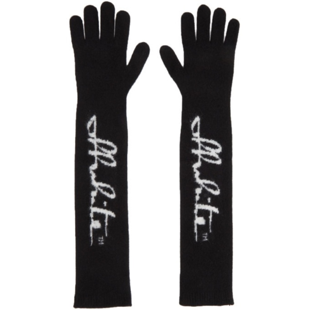 Off-White Black Felted Wool Long Gloves (NEW)